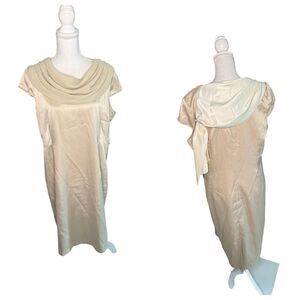 Markenz  Satin Sheath Dress size eur 48 us 18 cowl neck rhinestone accents a16